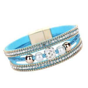 5/$25 Blue Crystal Pearl Magnetic Bracelet